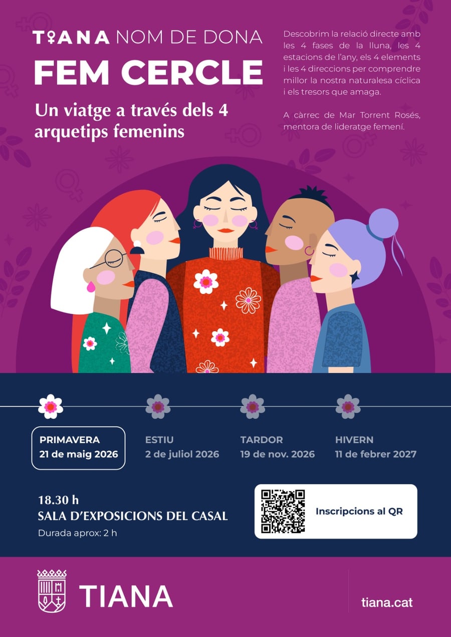 Cartel del ciclo 'Fem Cercle: un viaje a través de los 4 arquetipos femeninos' en Tiana